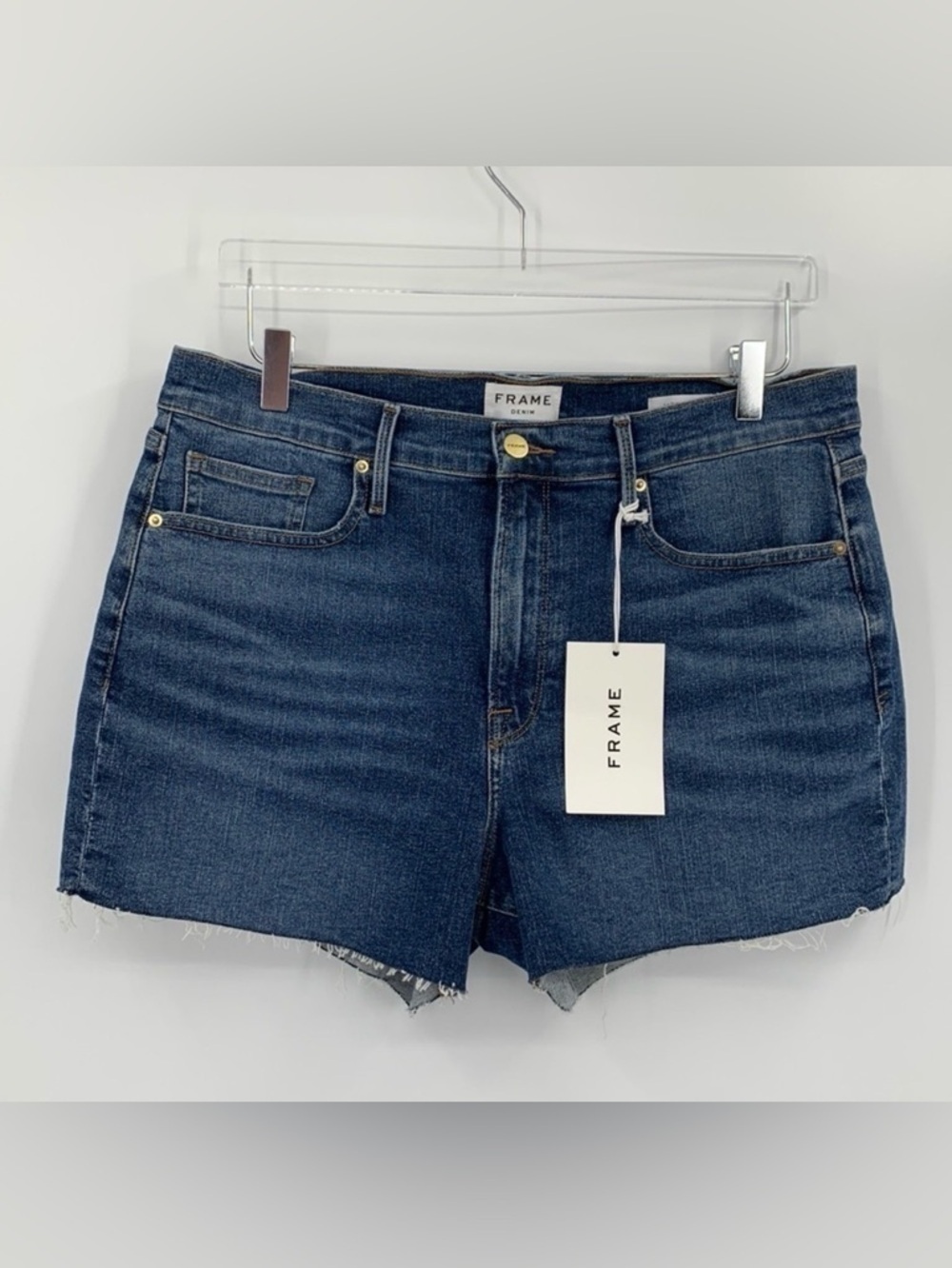 Frame Le Brigette cut-off jean shorts Kinmount grind raw hem distressing new 32